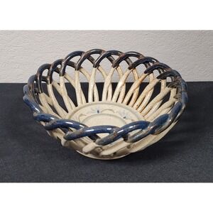 Vintage 1970s-1990s Studio Art Pottery Lattice Decorative Bowl Marked Decker